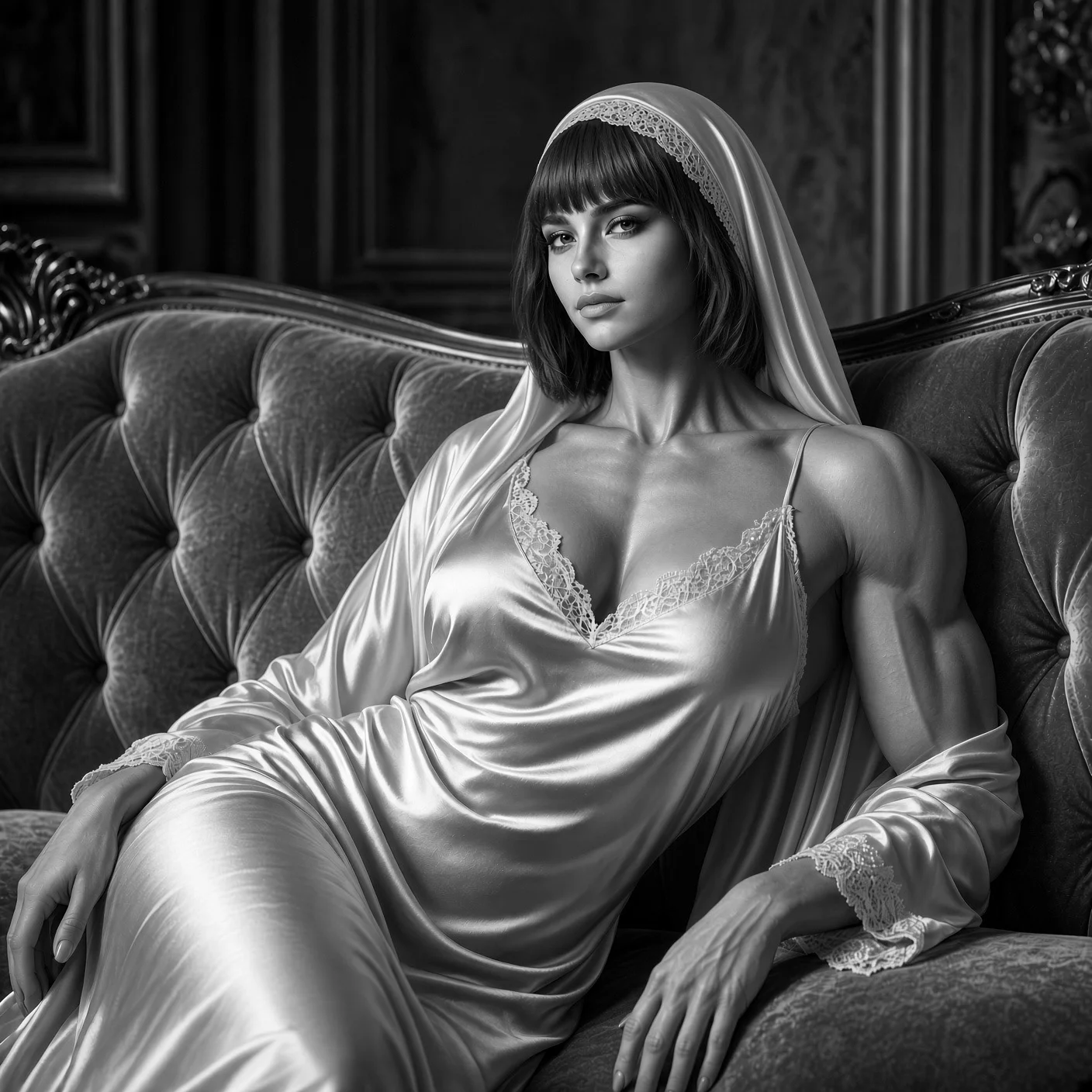Violet Anderson modeling bw